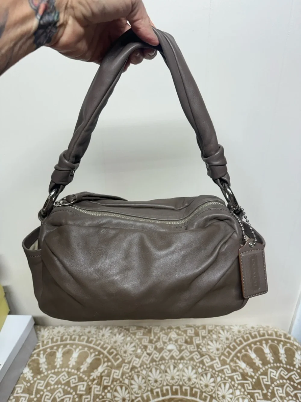 COACH Y2K PARKER TAUPE SOHO PLEATED LEATHER HOBO BAG 13442